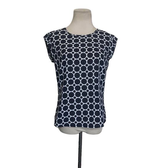 The Limited navy blue polka dots cap sleeves blouse size XS - Picture 8 of 10